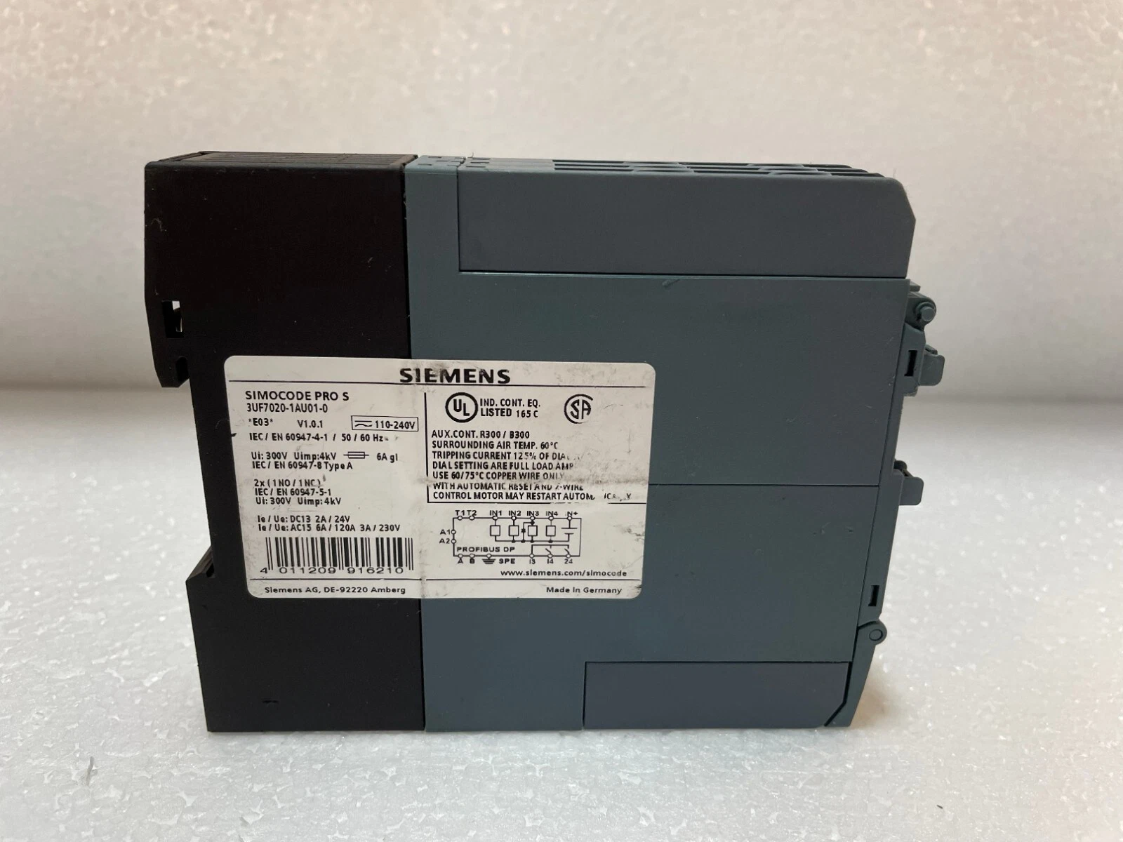 SIEMENS 3UF7020-1AU01-0 SIMOCODE PRO S BASIC UNIT PROFIBUS DP